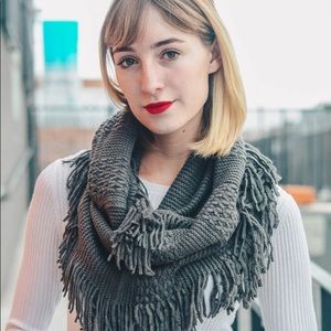 2/$38 New Pointelle Knit Infinity Scarf in Gray